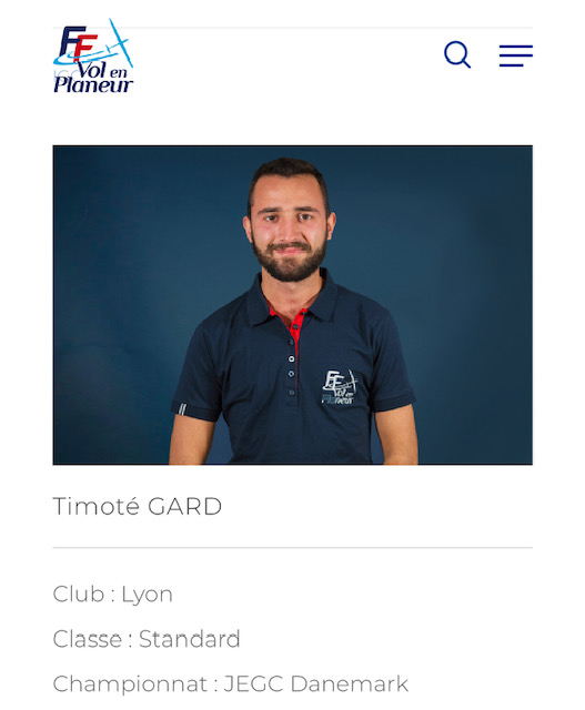 CVVL Notre champion de France Junior sélectionné pour rejoindre l’équipe de France de Vol en Planeur